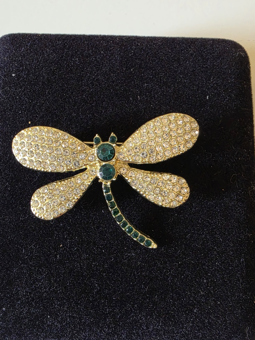 Gold & Emerald Dragonfly Brooch - Women Jewelry